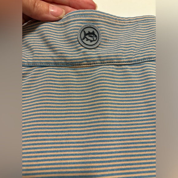 Southern Tide, Tide to Trail, Cruiser, blue & peach/pink stripe quarter zip, XL - Picture 6 of 12